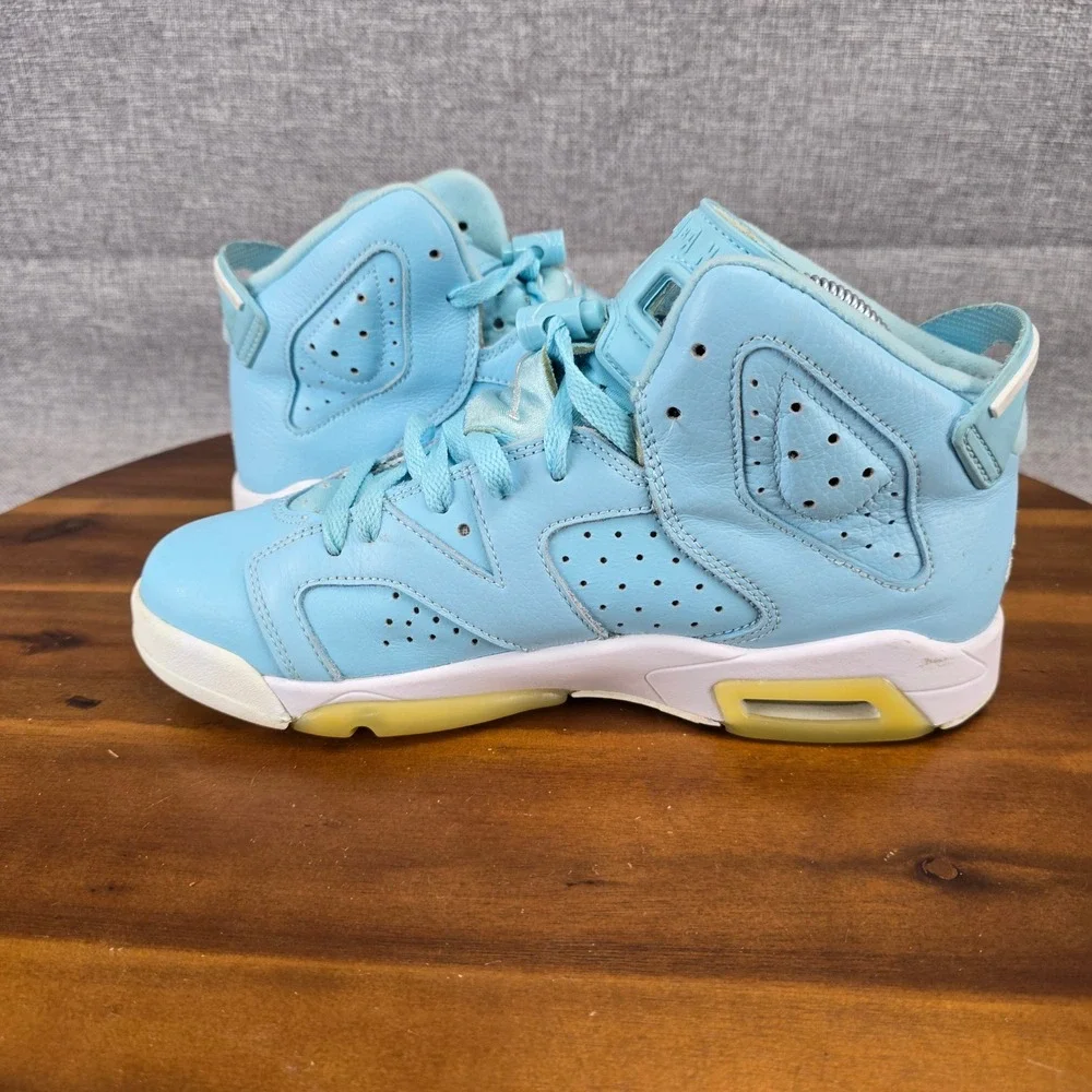 Nike Air Jordan 6 Retro GG Still Blue White Kids Basketball Shoes 543390-407 7Y